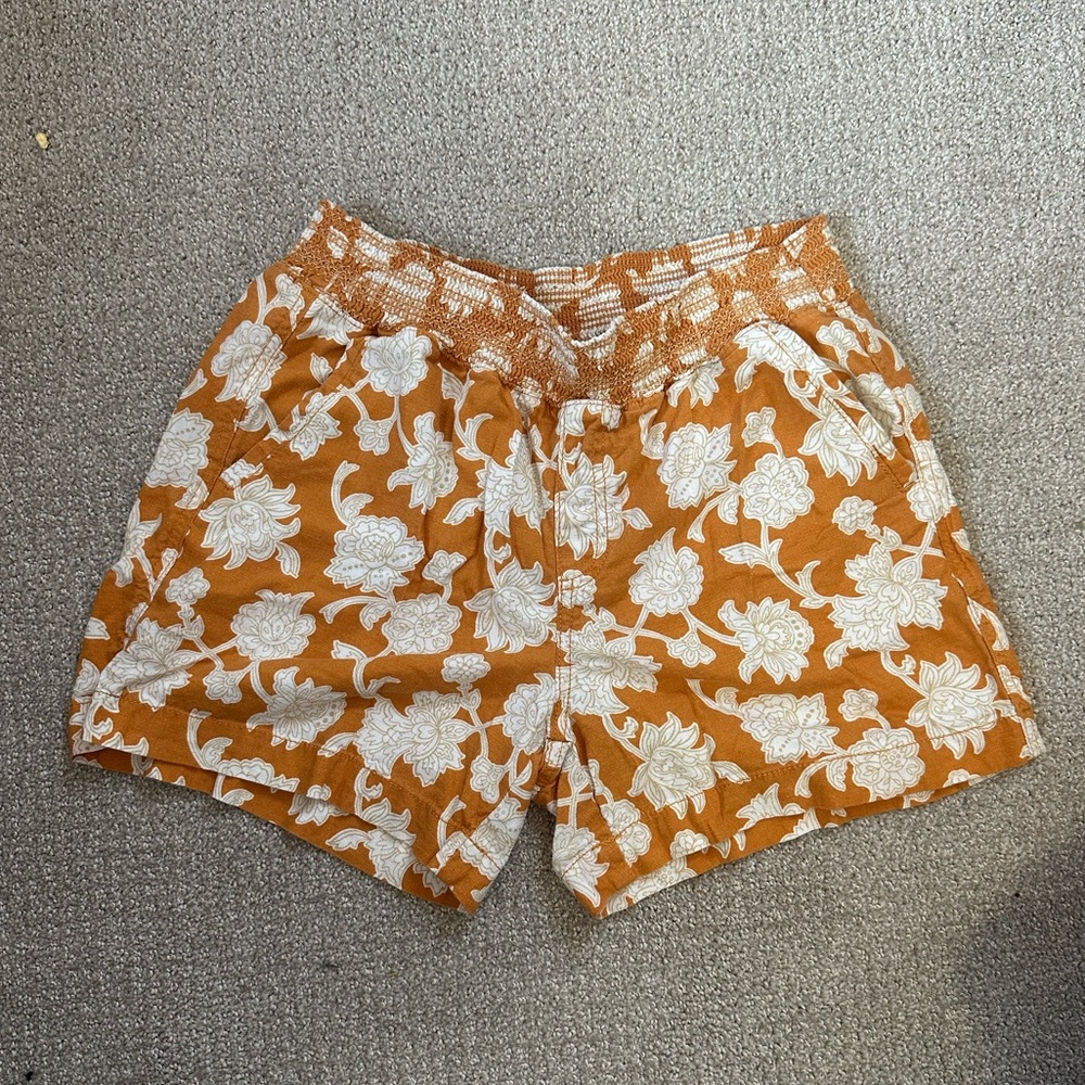 Orange and White Floral Shorts